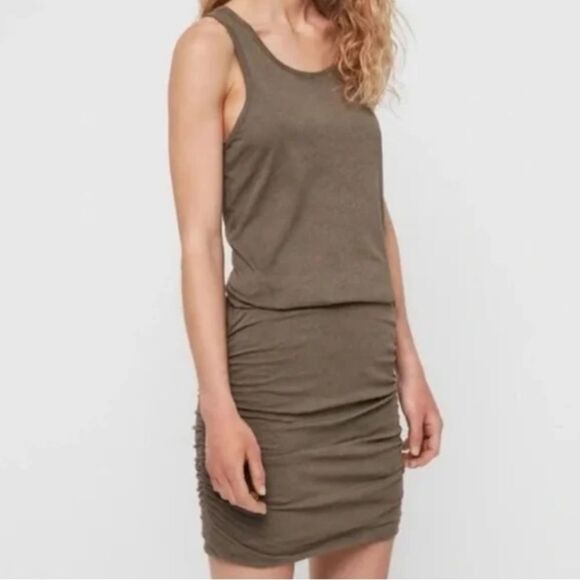 ALLSAINTS Toby Racerback Dress in Khaki Green Women's Size M Minimalist Grunge - Picture 4 of 16